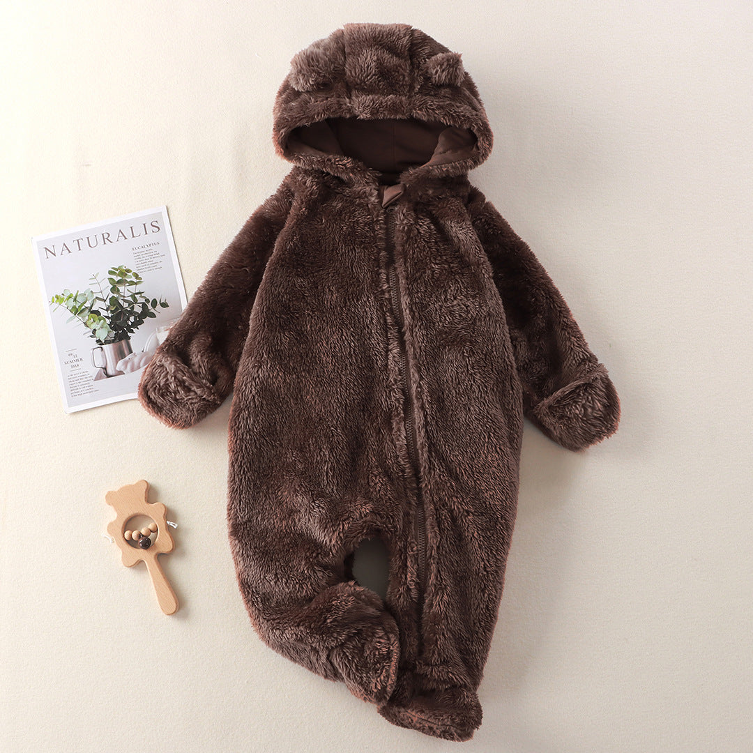 Infant Plush Jumpsuit with Hand and Foot Coverage