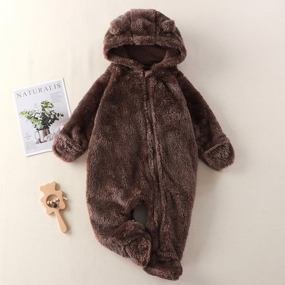 Infant Plush Jumpsuit with Hand and Foot Coverage