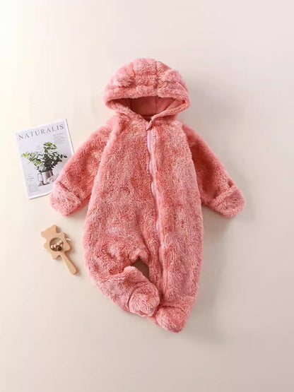 Infant Plush Jumpsuit with Hand and Foot Coverage