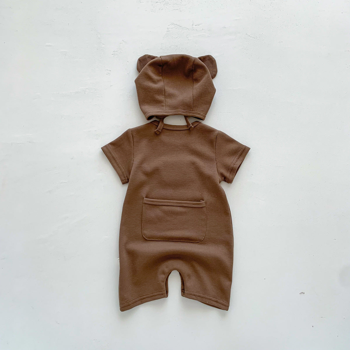 Infant Short-Sleeve Romper with Bear Print