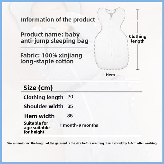 Infant sleep bag to prevent startled movements