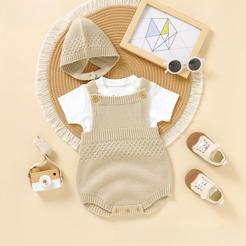 Infant Sleeveless Romper with Detachable Hood