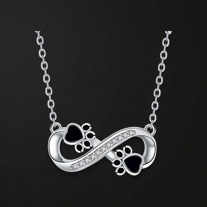 Infinity Pet Footprint Silver Necklace