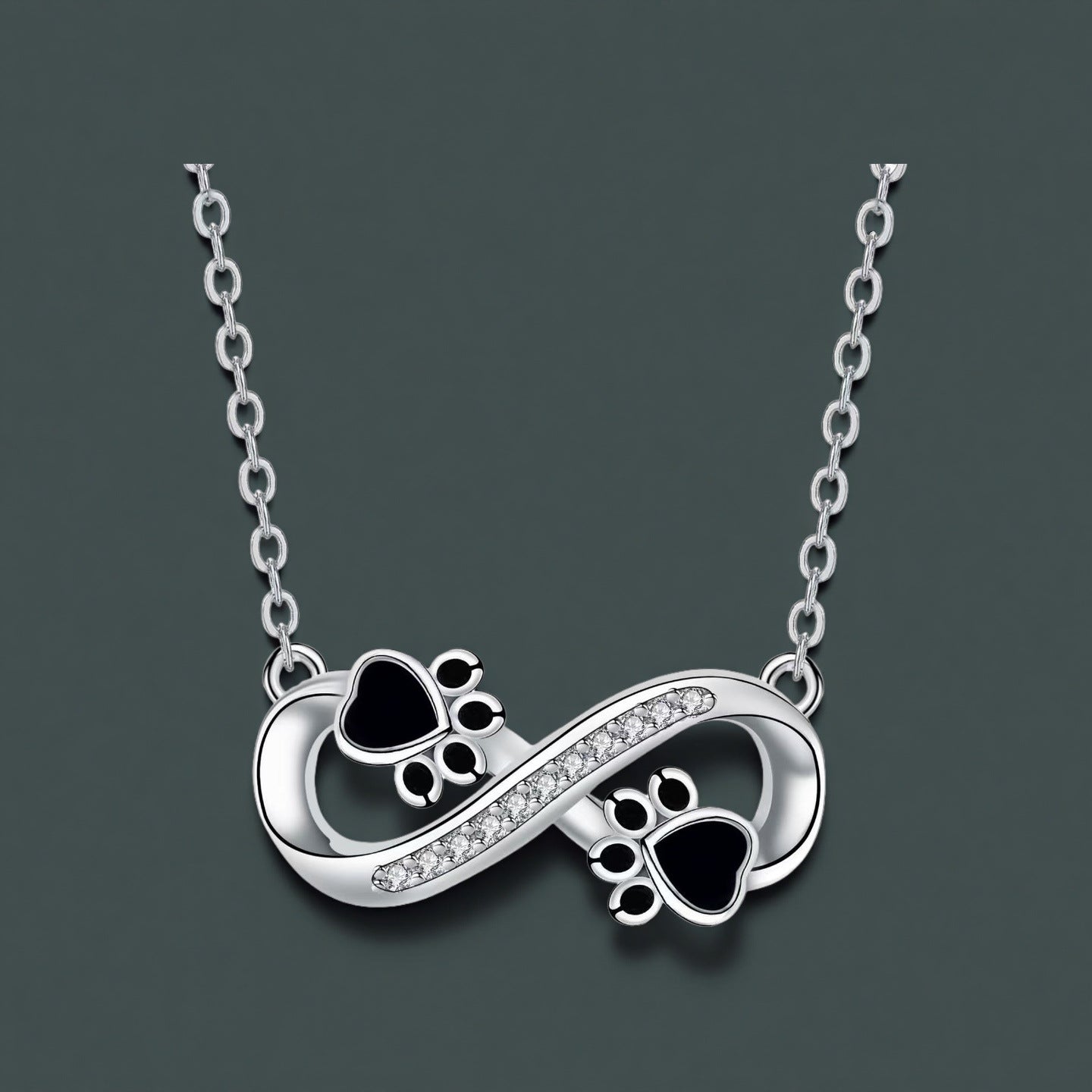 Infinity Pet Footprint Silver Necklace