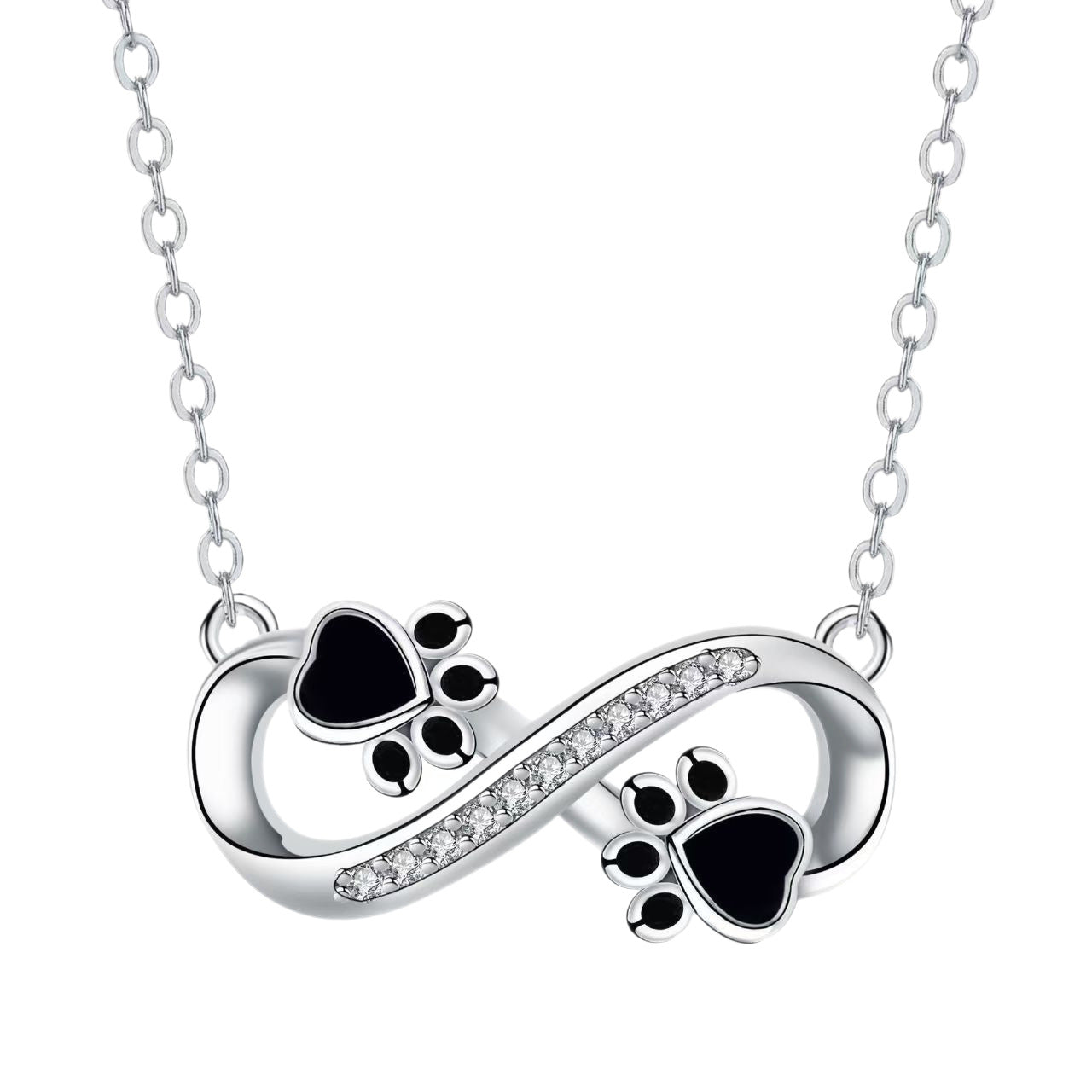 Infinity Pet Footprint Silver Necklace