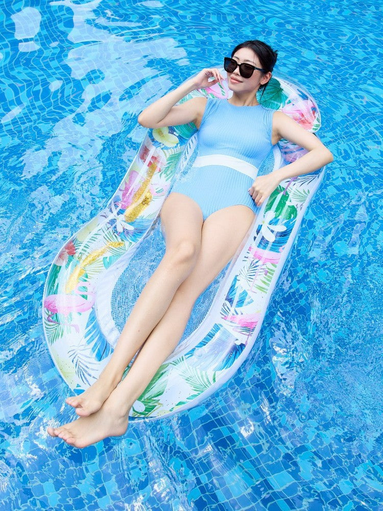 Inflatable Flamingo Lounge Chair with Mesh Backrest