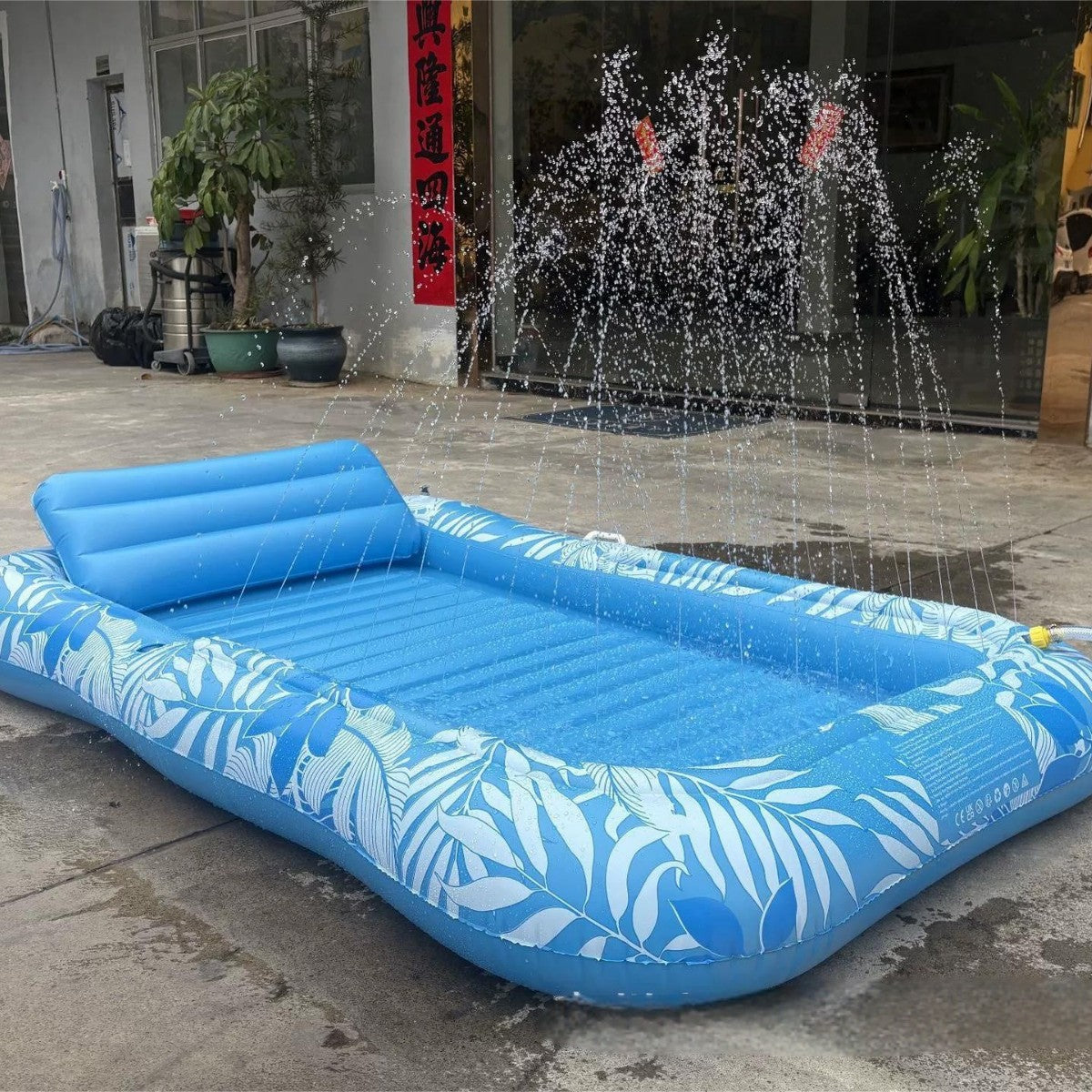 Inflatable floating bed raft