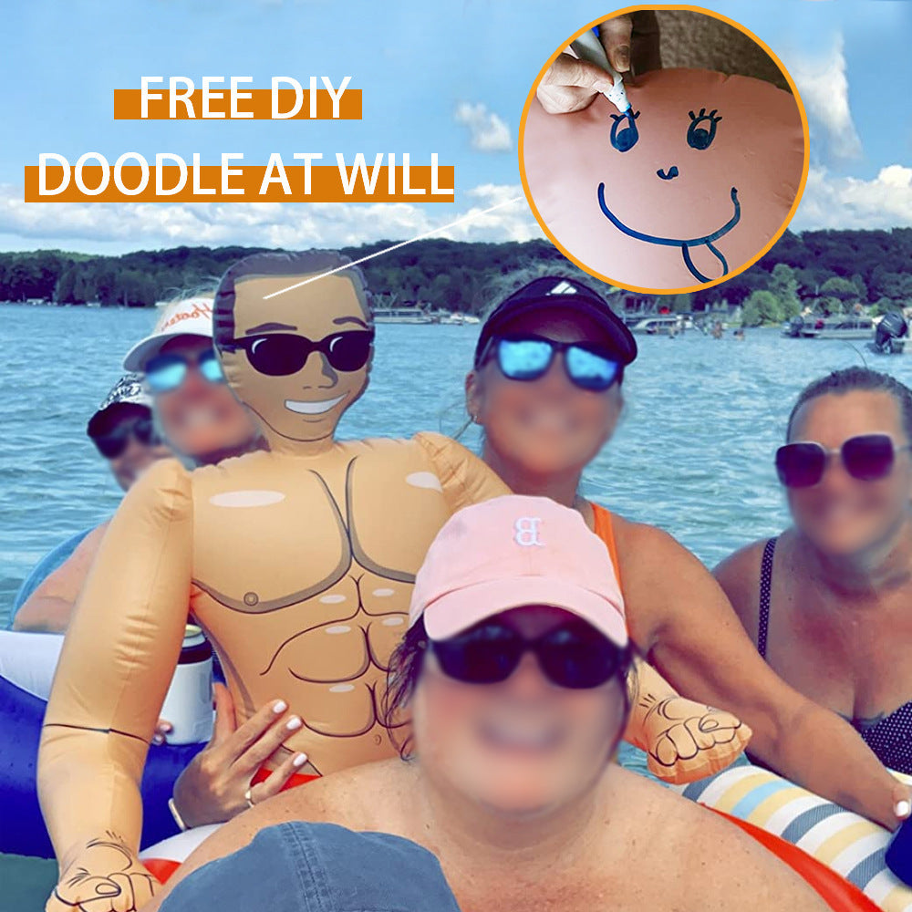 Inflatable Muscle Man Swimming Ring with Backrest