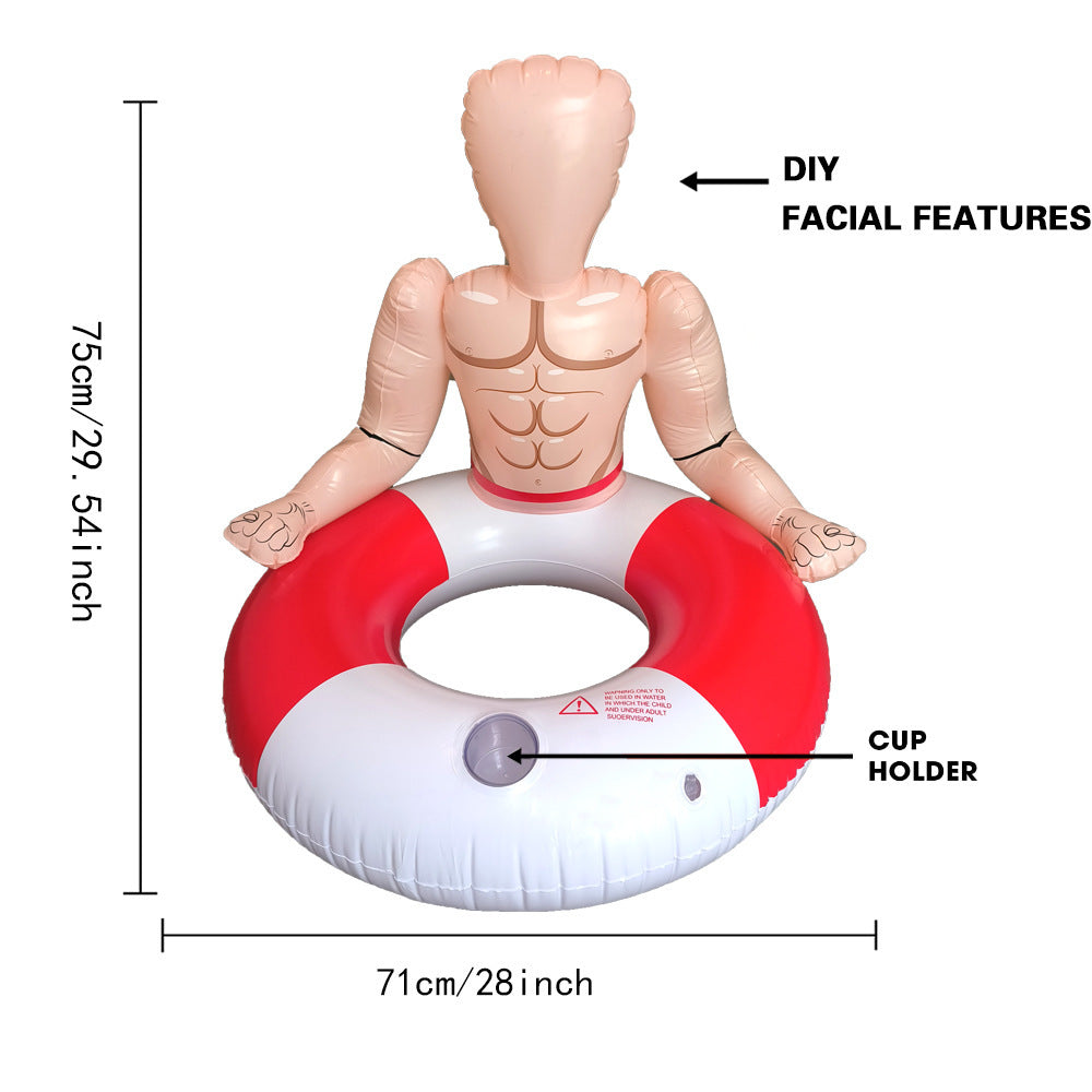 Inflatable Muscle Man Swimming Ring with Backrest