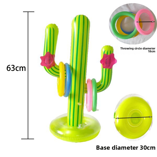 Inflatable Pool Toy Set with Basketball Hoop Ring Toss and Cactus Water Games