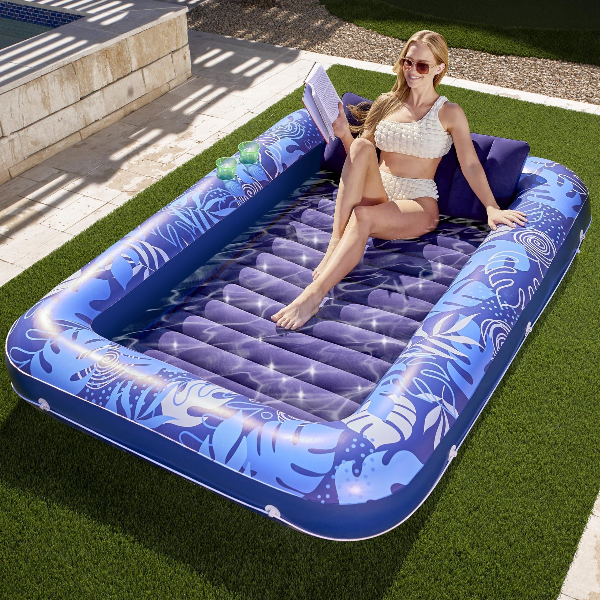 Inflatable Sunbathing Pool Lounger Float for Pool Bathtub