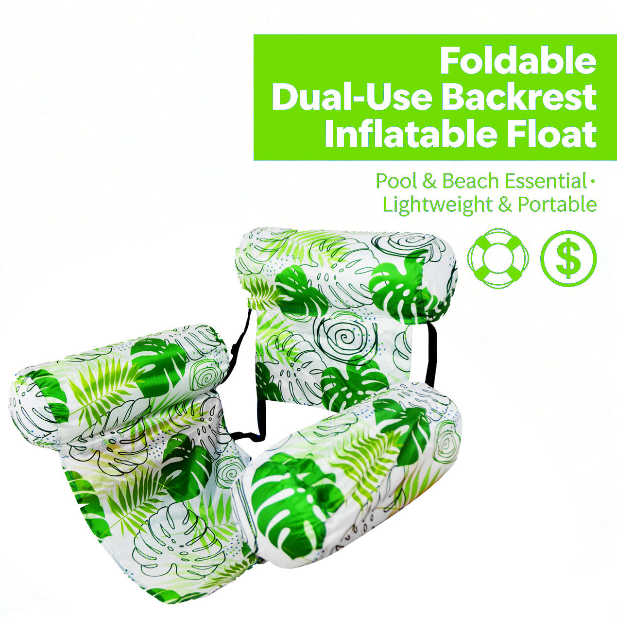 Inflatable Water Float Lounge Chair with Backrest
