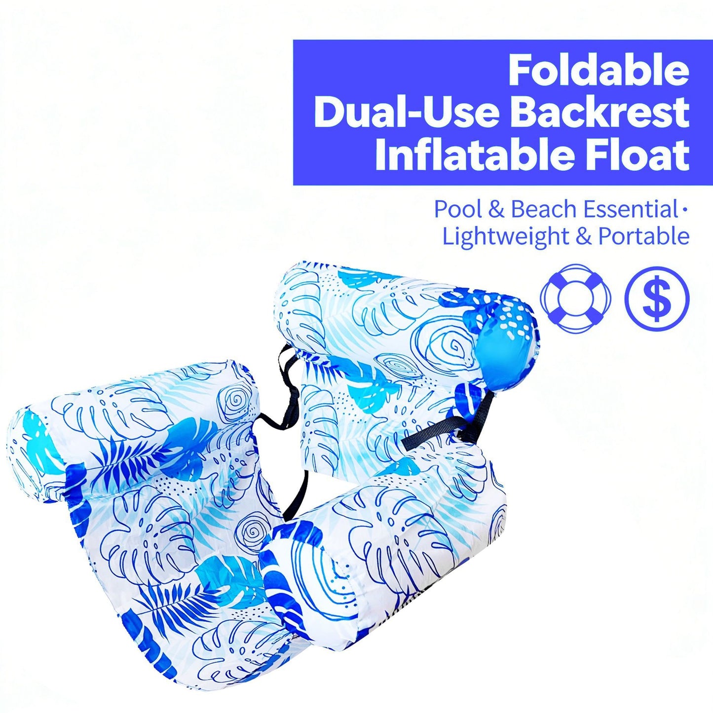 Inflatable Water Float Lounge Chair with Backrest