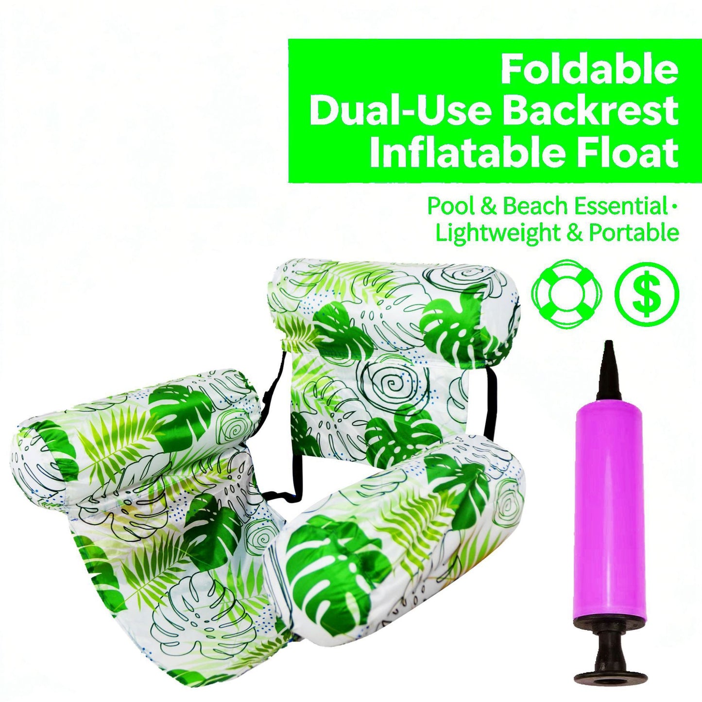 Inflatable Water Float Lounge Chair with Backrest