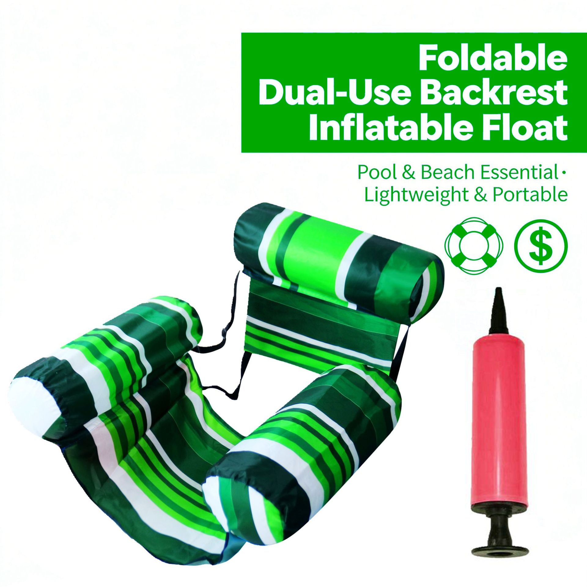 Inflatable Water Float Lounge Chair with Backrest