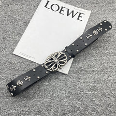 Black hollow double row flower belt