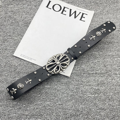 Inlaid rivet belt