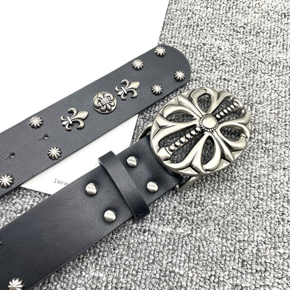Inlaid rivet belt