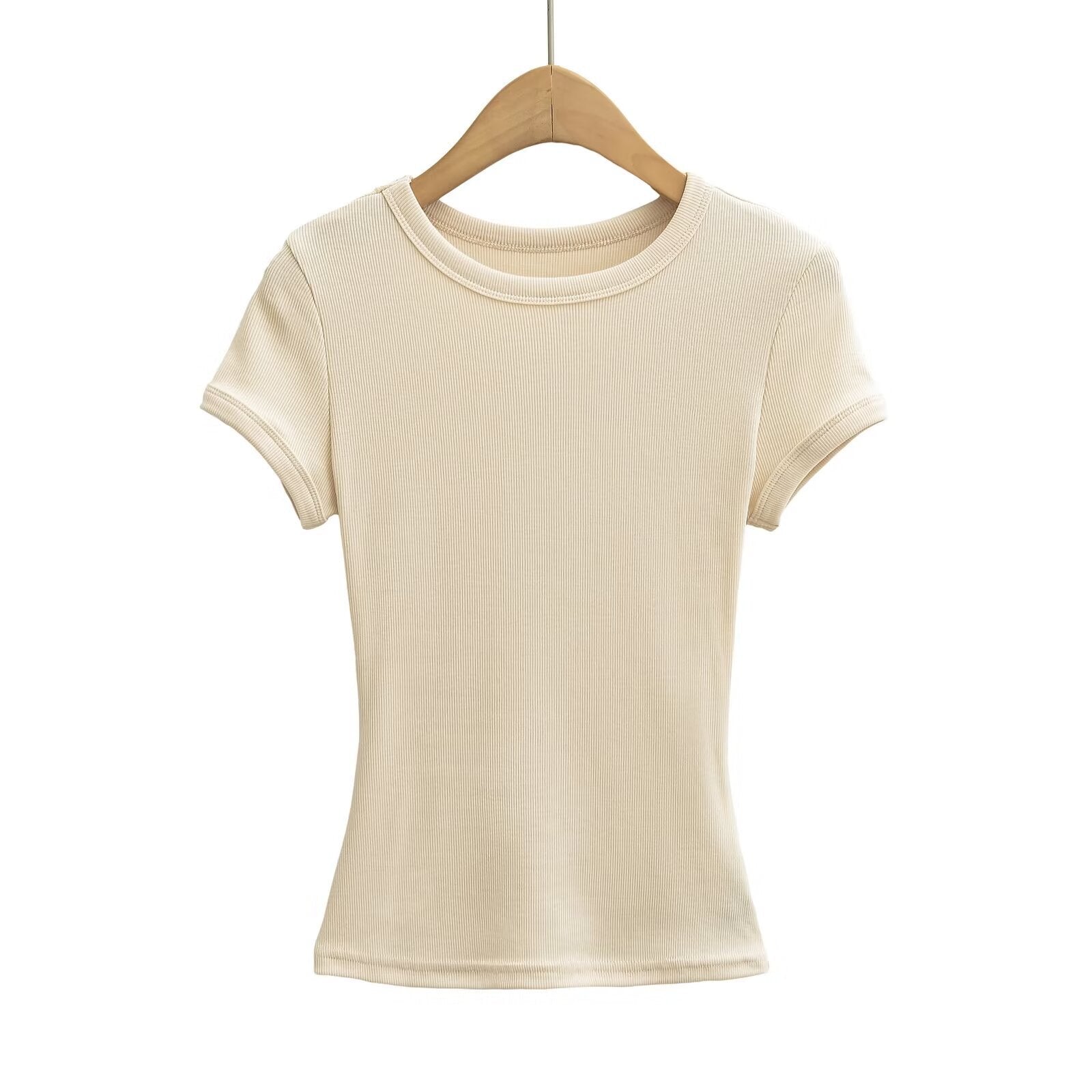 ins Hot Girl style small round-neck hemmed T-shirt for women