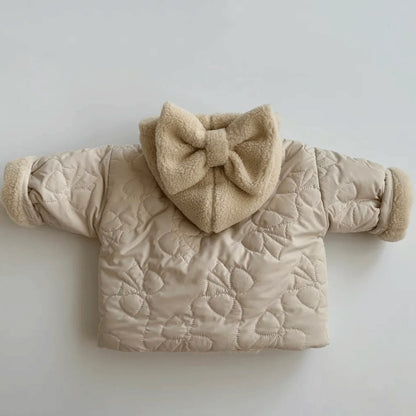 Ins Korean Style Autumn and Winter New Baby Girl's Thickened Hooded Cotton-padded Jacket Girl's Lamb Fleece Floral Cotton-padded Jacket