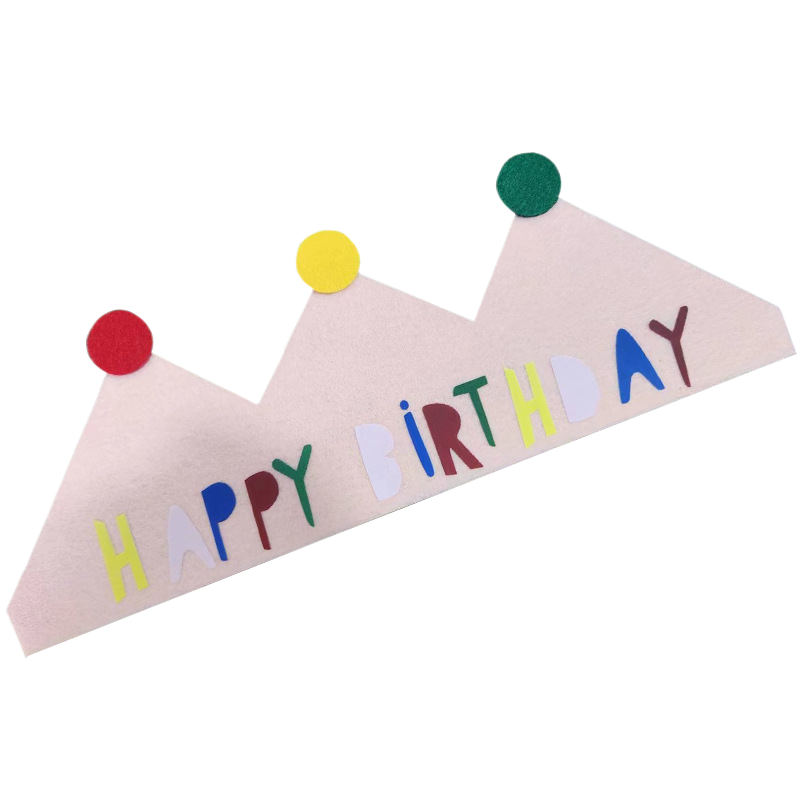 INS New Felt Crown Letter Birthday Hat for Kids Party