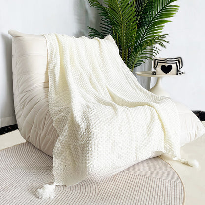 Ins Nordic-style knitted fringed woolen casual sofa blanket