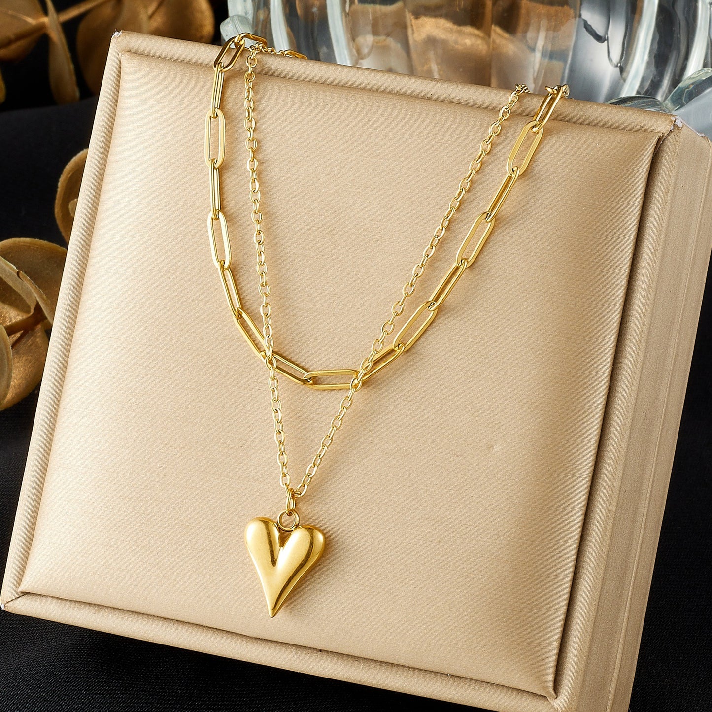 Ins Style Light Luxury Stainless Steel Heart Pendant Necklace for Women
