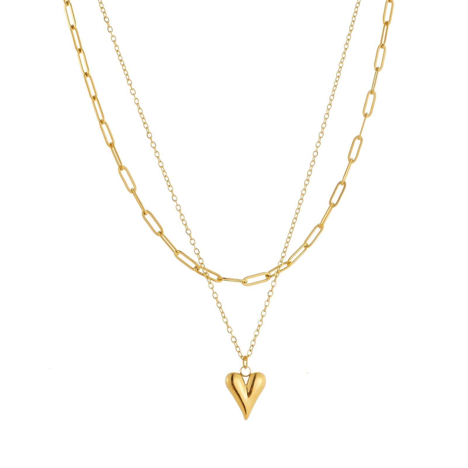Ins Style Light Luxury Stainless Steel Heart Pendant Necklace for Women