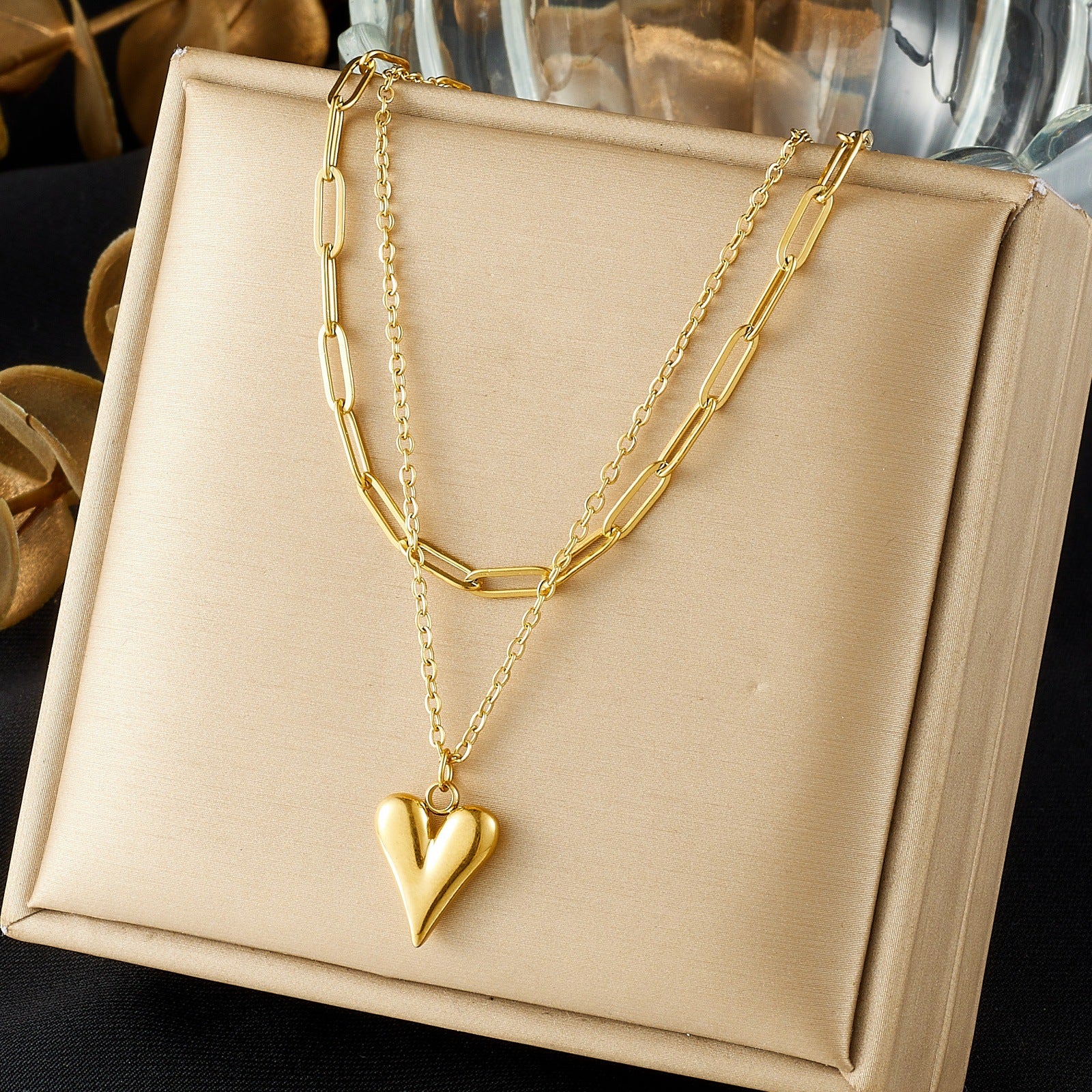Ins Style Light Luxury Stainless Steel Heart Pendant Necklace for Women