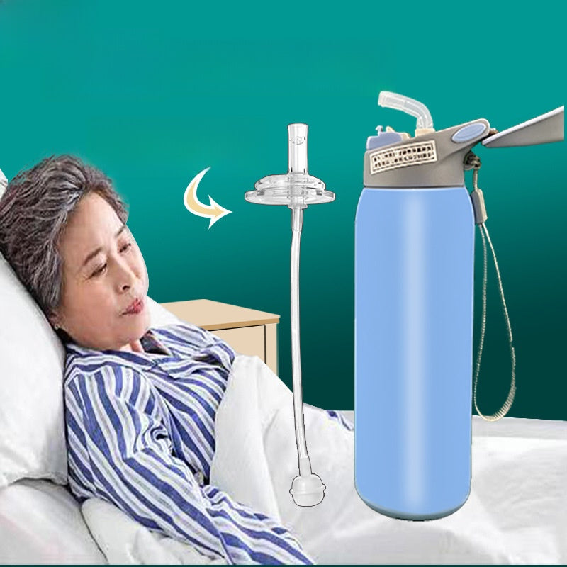 Insulated Cup with Straw for Bedridden Elderly