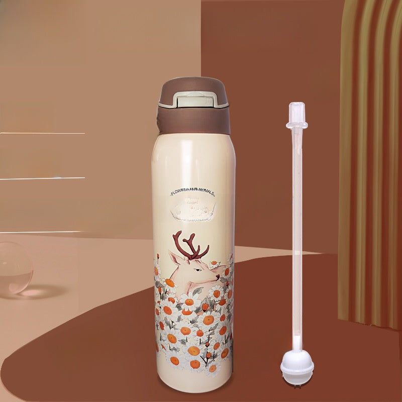 Insulated Cup with Straw for Bedridden Elderly