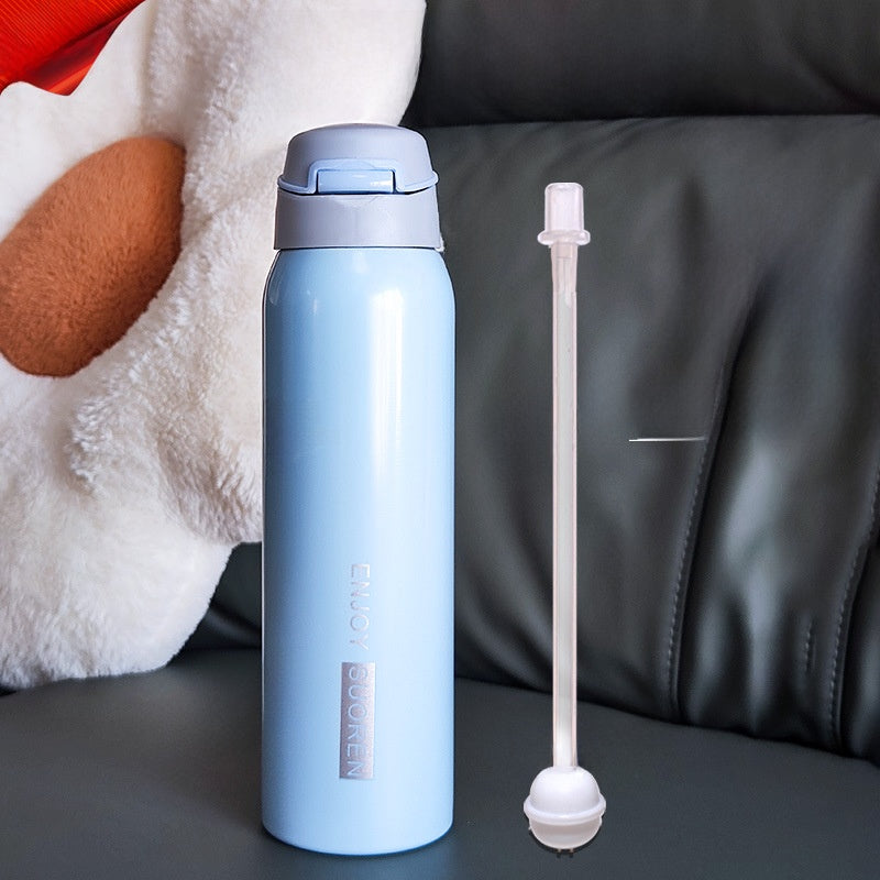 Insulated Cup with Straw for Bedridden Elderly