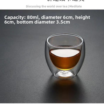 Insulated Double Layer Glass Cup with Handle