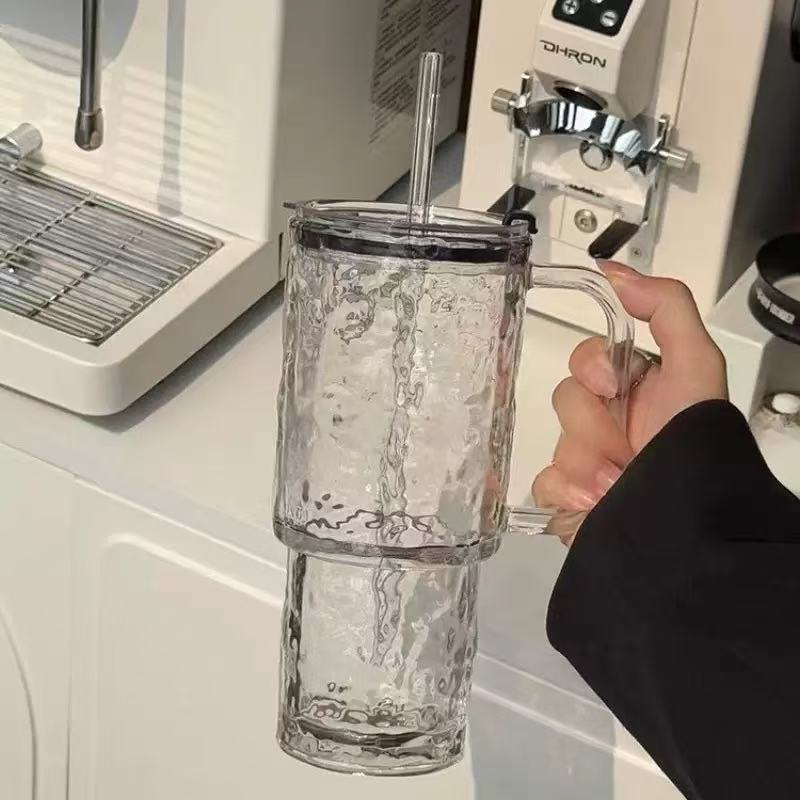 Insulated Glass Straw Cup with Lid