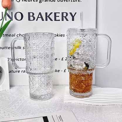 Insulated Glass Straw Cup with Lid