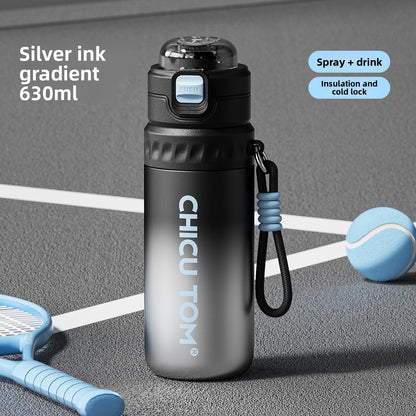 Insulated Spray Water Bottle 630ml for Children Students Sports Straw Cup