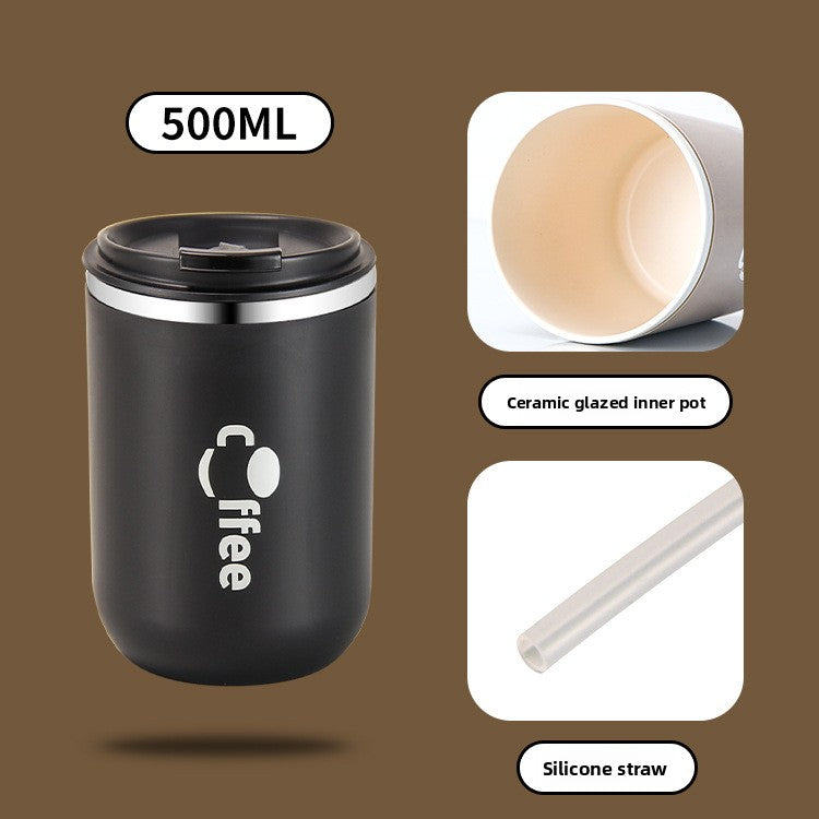Insulated Stainless Steel Coffee Mug with Straw