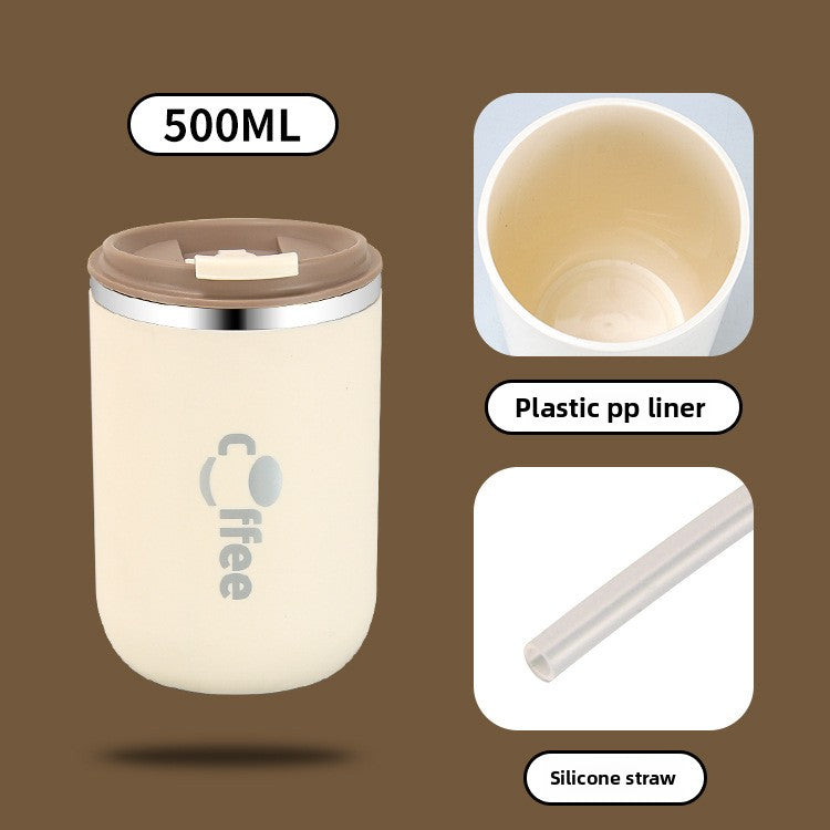 Insulated Stainless Steel Coffee Mug with Straw