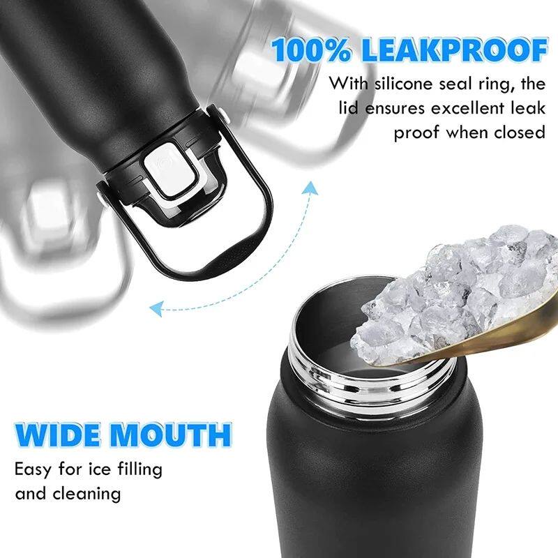 Insulated Stainless Steel Water Bottle with Straw