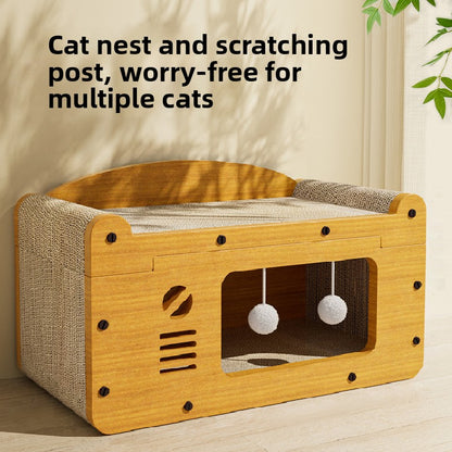 Integrated Cat Scratching Board and Bed