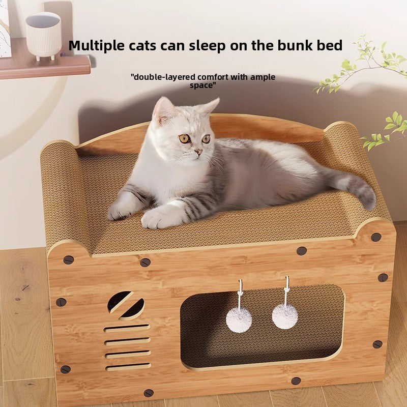Integrated Cat Scratching Board and Bed