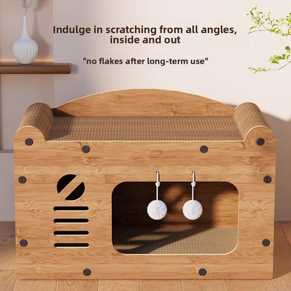 Integrated Cat Scratching Board and Bed