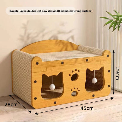Integrated Cat Scratching Board and Bed