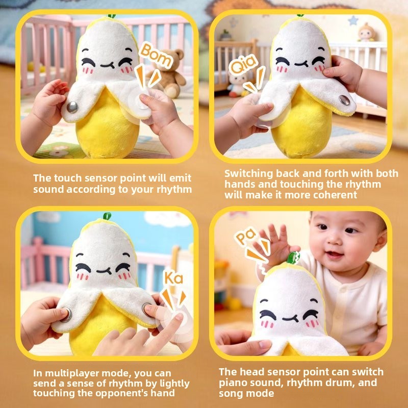 Interactive Banana Piano Plush Toy with Body-Sensing Music