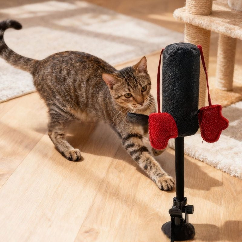 Interactive Cat Boxing Toy with Feather Teaser