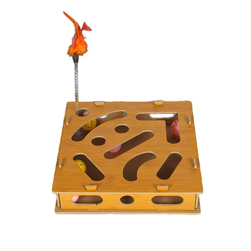 Interactive Cat Maze Toy with Balls and Teaser