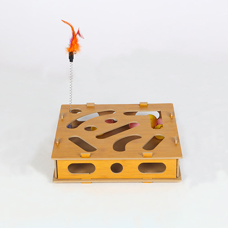Interactive Cat Maze Toy with Balls and Teaser