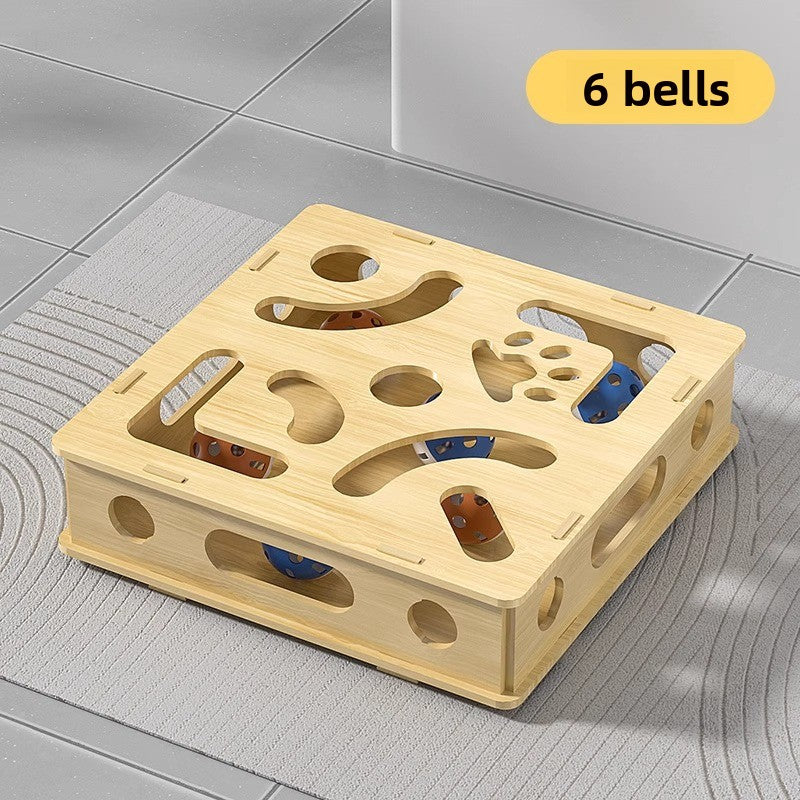 Interactive Cat Puzzle Maze Toy with Balls and Teaser Stick