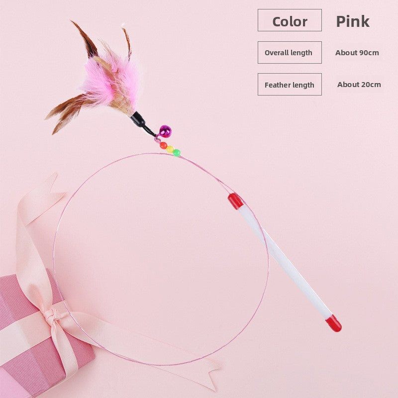 Interactive Cat Teaser Fishing Rod with Feather and Bell