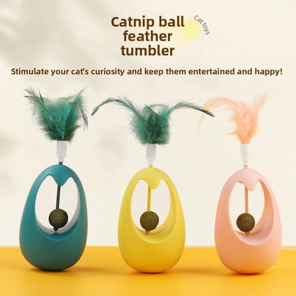 Interactive Cat Toy with Feather Wand and Catnip Ball